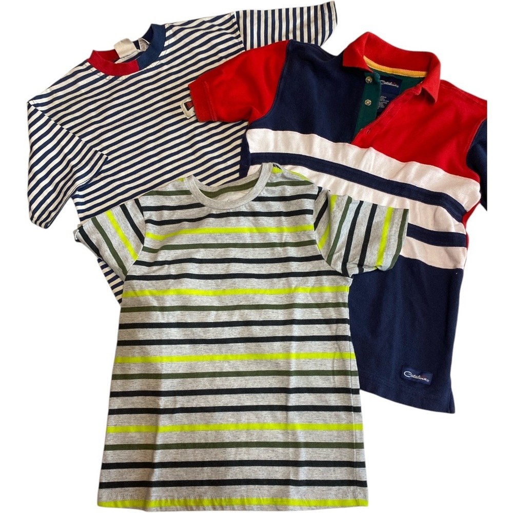 Catalina boys striped polo and two short sleeve t-shirts size 8